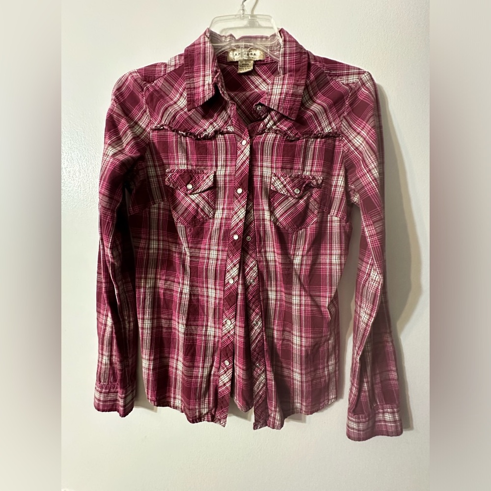 Arizona Long Sleeve Pearl Snap button up Shirt size medium